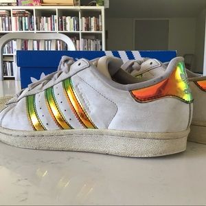 Rainbow holographic adidas superstar shoes!